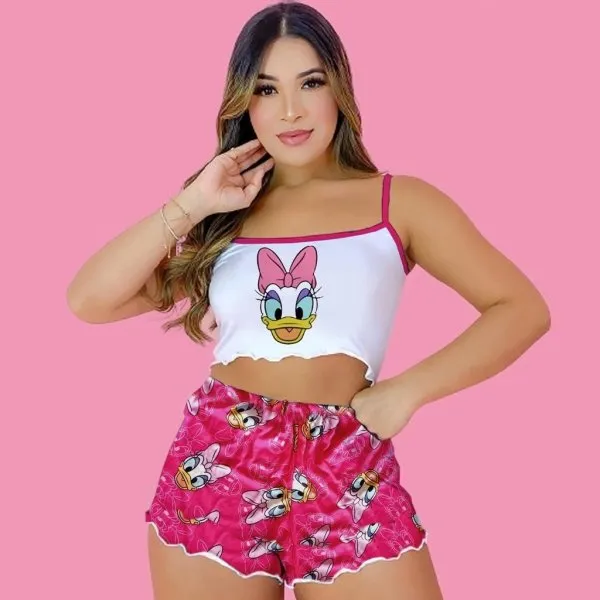 Pijama Baby Doll Virginia Cetim Renda - imagem 1